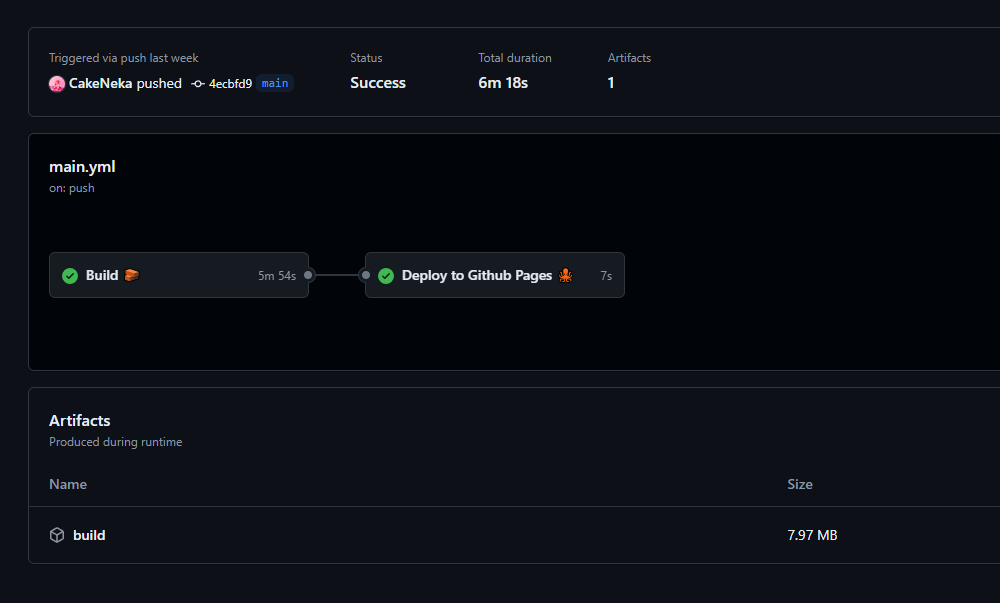 GitHub actions screenshot